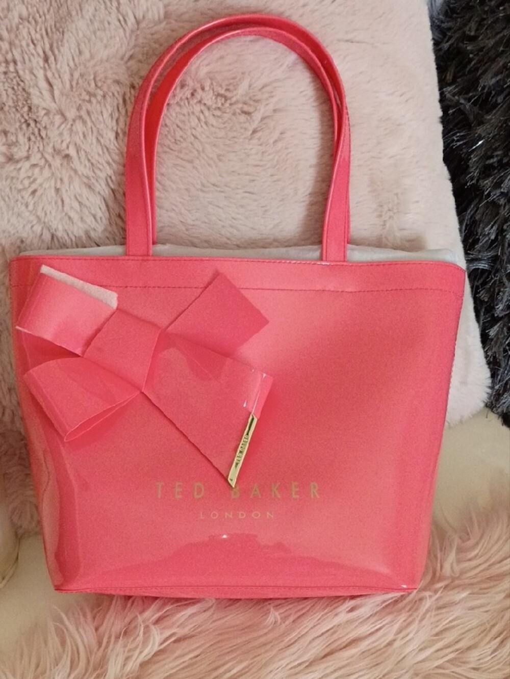 Ted Baker Coral Pink Patent Tote Bag
